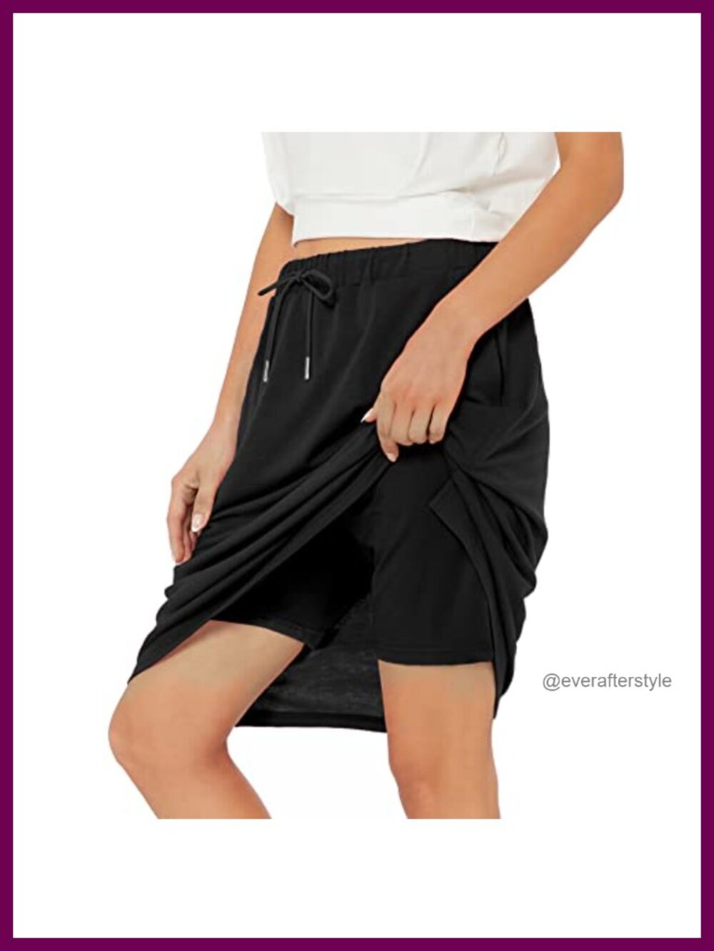 Womens Athletic Skort Knee Length Skirt with Shorts Underneath Pockets
